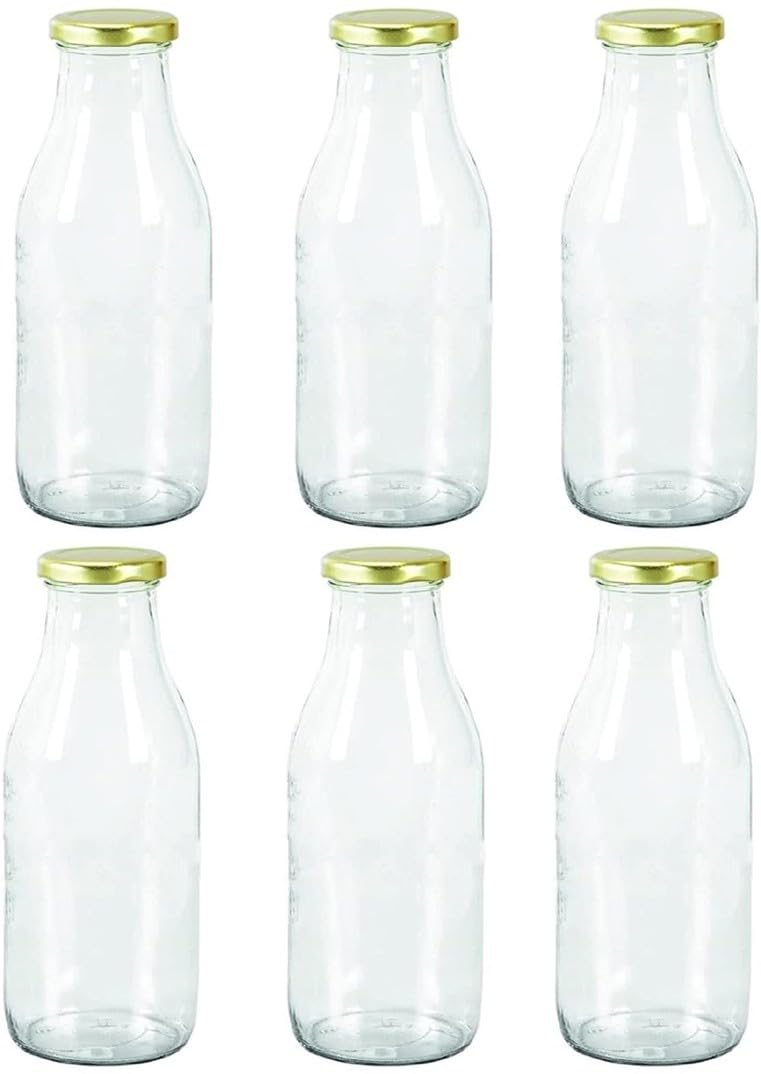 1st Time Multipurpose Kitchen Storage Glass Water & Milk Bottle With Lid, Clear, Pack Of 7, 500 Ml, 6.5 X 6.5 X 20.5 Cm 3