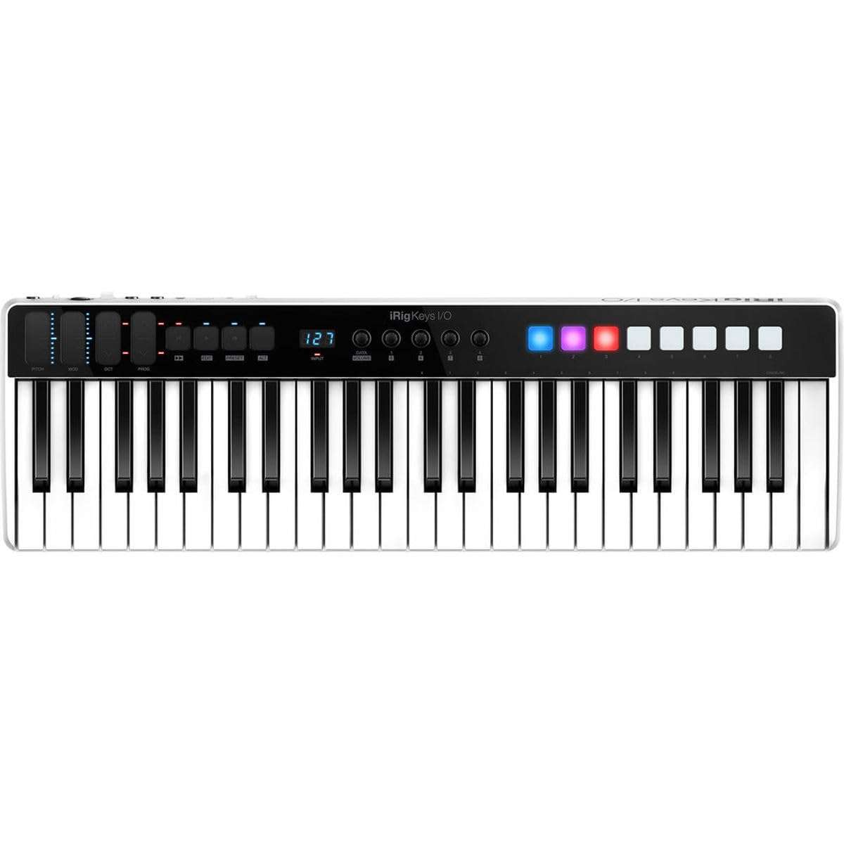 IK Multimedia iRig Keys I/O 49 portable keyboard MIDI controller 24-bit/ 96Khz audio interface full-size synth velocity-sensitive, 48V phantom power, XLR mic preamp, iPhone, iPad, Android, Mac, PC 3