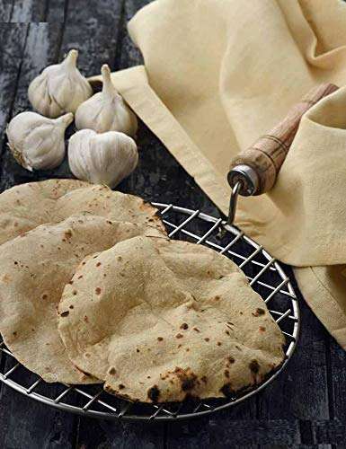 TYSSCHO Chapati and Phulka Hand Grill Jali Barbecue Roasting Rack Wooden Handle (Round Shape) 6