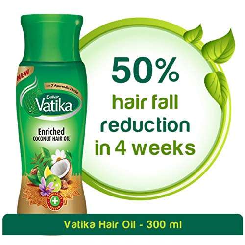 DABUR Vatika Enriched Coconut Hair Oil: Clinically Tested To Reduce 50% Hairfall In 4 Weeks, 300 ml (Pack of 2) 2