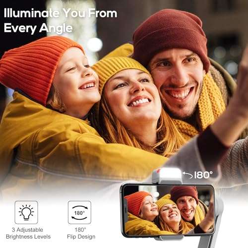 Zhiyun Smooth Q3 Combo, 3-Axis Phone Gimbal with Fill Light and Gimbal Bag, Portable & Foldable, Gesture Control, Video Recording, Auto Tracking Gimbal Stabilizer for Smartphone for iPhone & Android 6