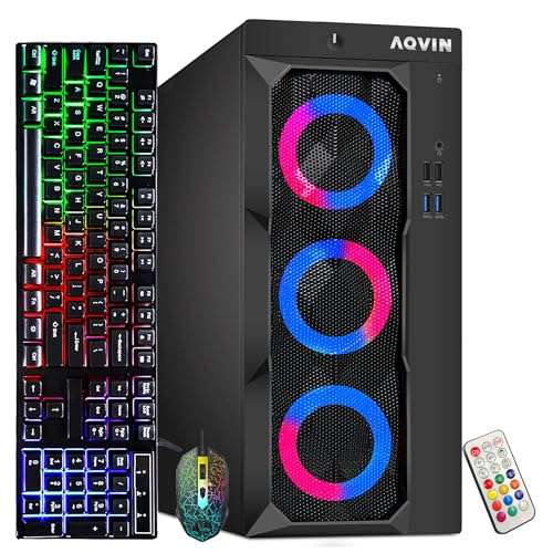 AQVIN LuminaRings Gaming Tower Desktop - Intel Core i5 Processor Upto 4.00GHz, GeForce GTX 1650 4GB, 32GB DDR4 RAM, 1TB SSD, RGB Lights, Windows 11 Pro - Renewed 3
