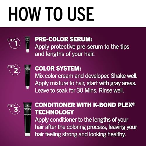 Schwarzkopf Keratin Permanent Hair Dye Cream, 3.0 Espresso, Professional Quality Color for Up to 100% Gray Coverage, Bond Enforcing System 5