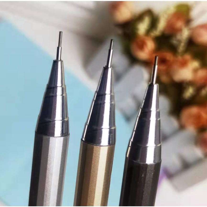Definite Art Odeme Mechanical Pencil with Full Metal Body for Students Kids School College Office Bank Use (Pack of 3 Pencils & 3 Lead Box) (0.5mm lead) 6