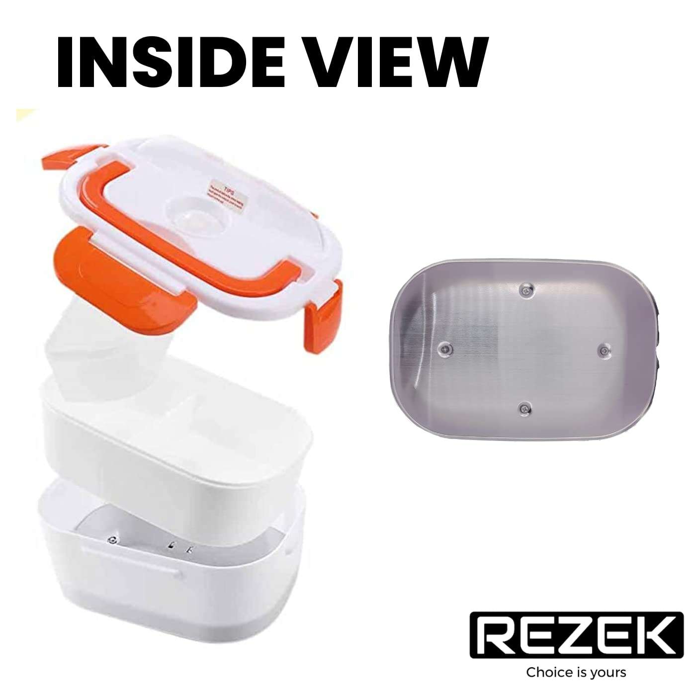 REZEK Electric Food Heater Tiffin Box Set for Office I School I Car Use I Portable Heated Quick Food Warmer Lunch Box for Kids, Men, Women( 1.5 Litre Capacity)(Multicolor) 3