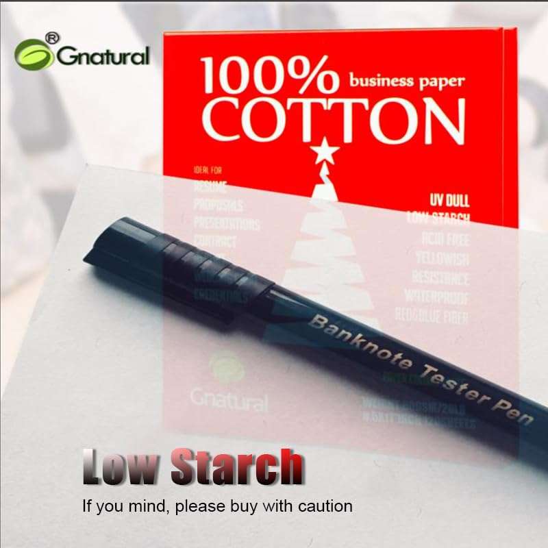 100% Cotton Business Paper, 8.5 x 11 inch 24lb Inkjet Laser Printing Paper, White Color Waterproof Watermark Paper- 100 Sheets Low Starch 2