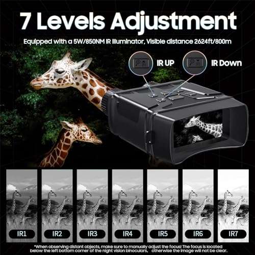 4K Night Vision Goggles - 4'' Large Screen Rechargeable Night Vision Binoculars for Adults, Video Clearly in Low Light for Hunting & Save Photo, Digital Infrared Binoculars Night Vision Scope 5