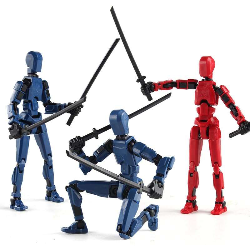 TOOUEE 2Pack/Set Random Color 3D Printed Robot 5.54-inch Multi-Jointed Action Figures,Assembly Required Multi-Jointed MovableToy, Desk Decoration. 1