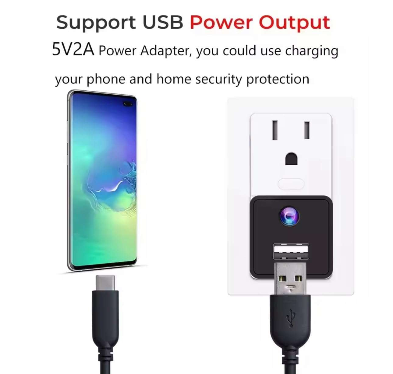 PELUPA 1080P USB Charger Mini Camera | for Home Office Surveillance | Motion Detection | Loop Recording | SD Card Storage Support Up to 256GB | Compact Hidden Security Device 5