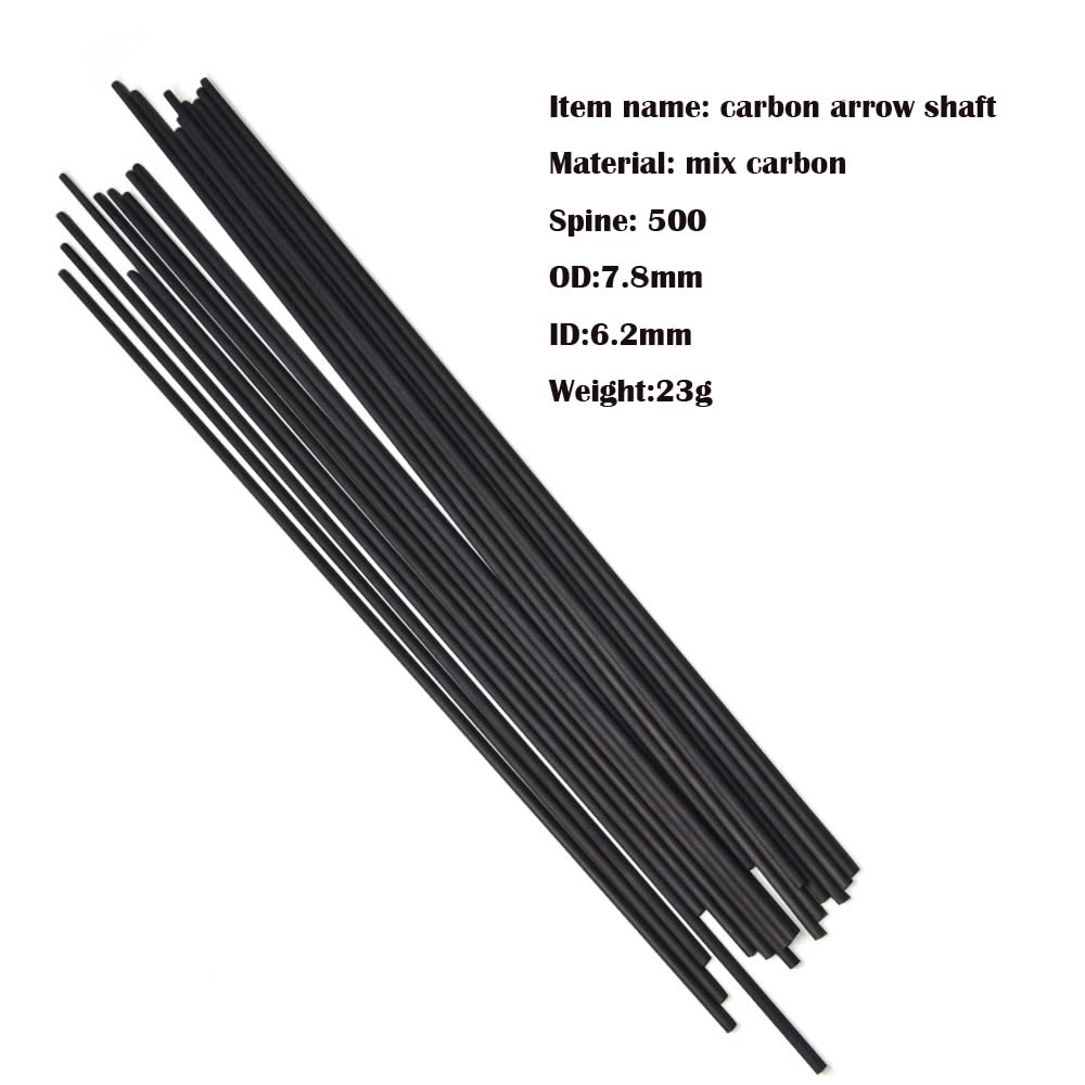 HNZMDY 30 Inch 6.2 mm Carbon Arrow Shaft Spine 500 Carbon Shaft Tube DIY Archery (shaft with insert, 24 Pcs) 3