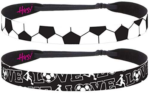 Hipsy Women's Adjustable NO Slip I Love Soccer Headbands (Black 2pk) 1