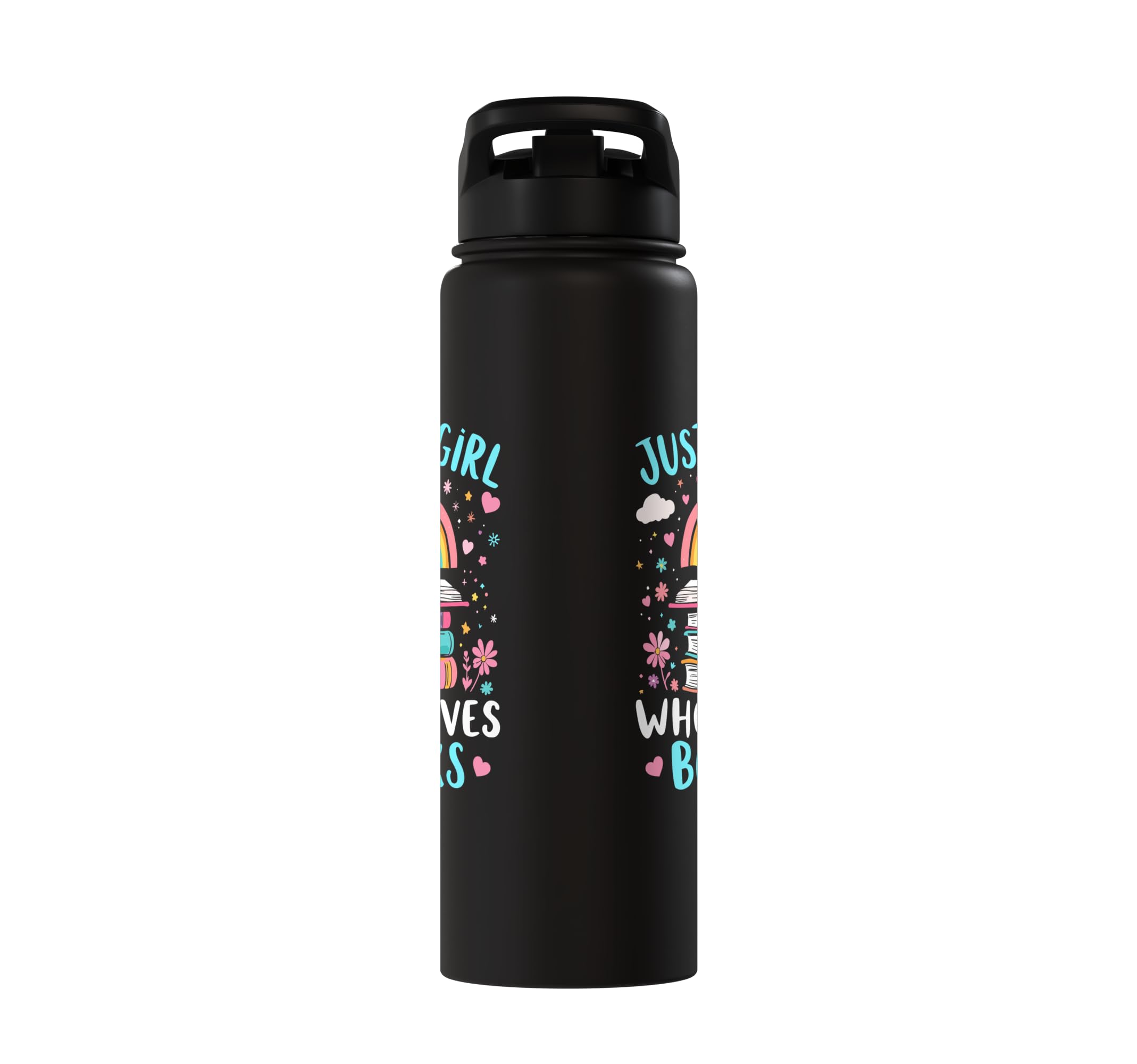 Just A Girl Who Loves Books, Reading, Bookworm, Book, Read Stainless Steel Insulated Water Bottle 5