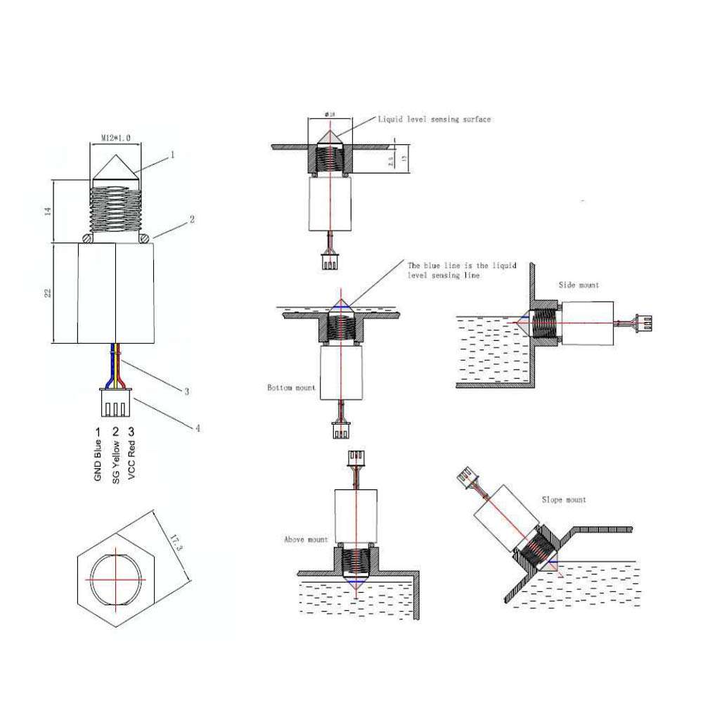 EPTTECH FS-IR1902D PNP-NO Optical Infrared Water Oil Fuel Fluid Diesel Liquid Level Sensor Switch 5 to 24VDC,Pack of 3 6