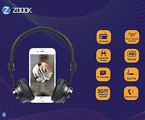 Zoook Jazz Duo 6 in 1 Wireless Bluetooth Headphone with Mic (Black) (ZK-ZB-Jazzduo) 5