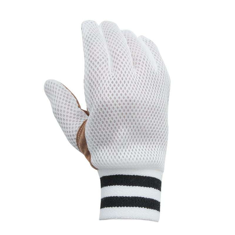 WHITEDOT SPORTS Leather Whitedot Net Albatross Chamois Cricket Wicket Keeping Inner Gloves, White, Large 5