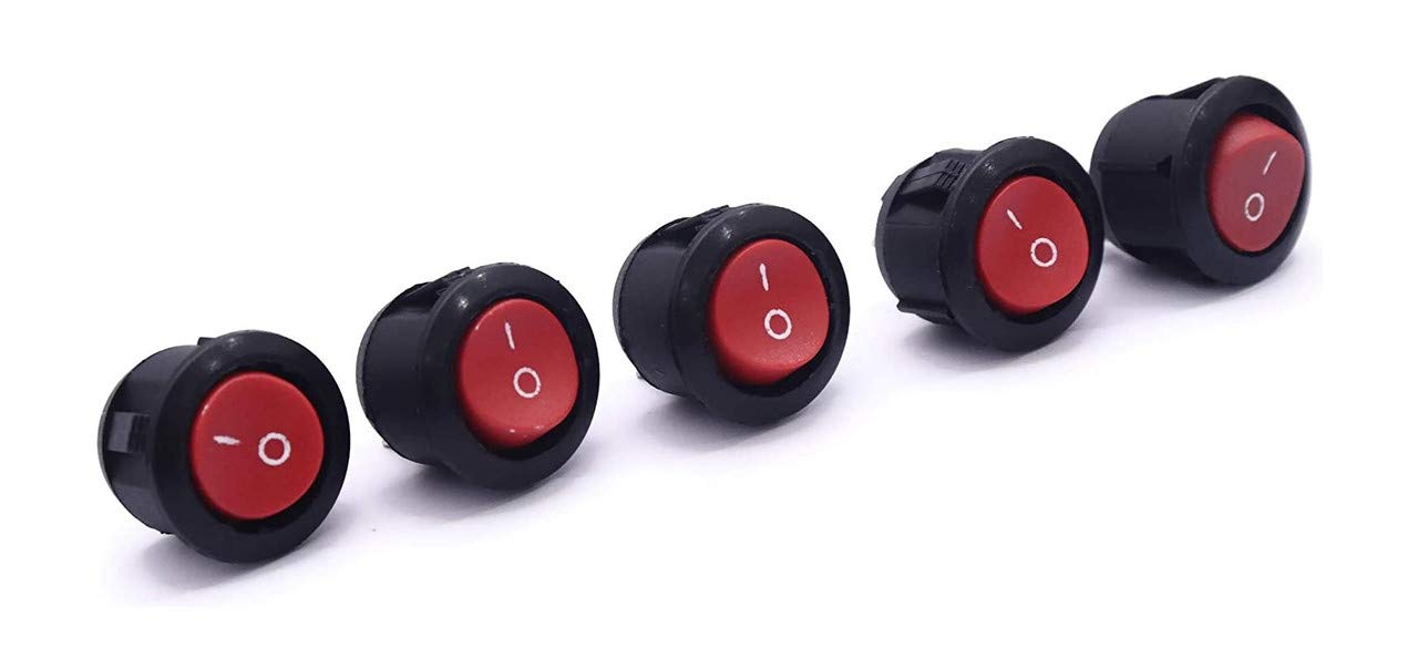 ERH India (Pack of 10) ON Off Switch Round SPST 2-Pin ON/Off Round Boat Rocker Switch AC 6A 250V 10A 125V for Multiple Applications 3
