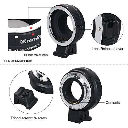 Commlite CM-EF-EOS M Auto-Focus Lens Mount Adapter for EF/EF-S Lens to Canon EOS M (EF-M Mount) Mirrorless Camera Lens Converter Ring for Canon EOS M1 M2 M3 M5 M6 M10 M50 M100 3