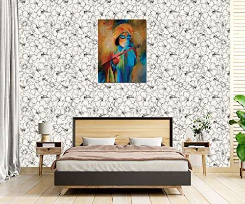 Namaste Home - Canvas Painting - Krishna Mohan - Indian God Religious - Modern Art Canvas Painting for Home and Office Decoration Wall Painting Without Frame (Fabric, Size 17X21 Inches,Multicolor) 4