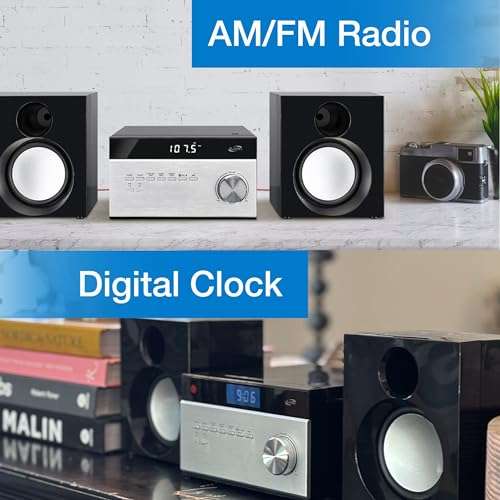 iLive Wireless Home Stereo System, with CD Player and AM/FM Radio, Includes Remote Control (iHB227B),Black/Silver 2