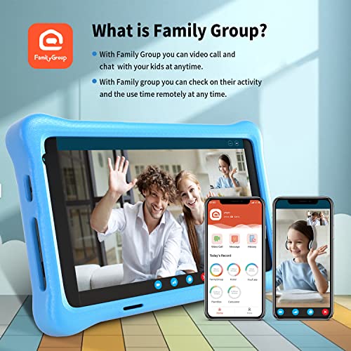 HAPPYBE 8 inch Kids Tablet, 8" Display, 1080p Full HD, Quad Core Android 10, 32GB, Parental Control, Kidoz Installed, WiFi, Dual Camera Google Play, YouTube, Children’s Tablets, Kid-Proof Case (Blue) 2