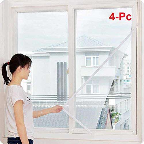 Divayanshi Window Net 3/4ft(90/120cm) 35/47in(White) Window Net (4 Unit) Insect Repellent Insect Fly Bug Mesh Screen- Velcro Model 1