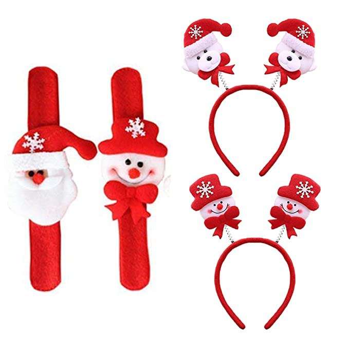 Partunay Set Of 2 Christmas Party Santa Claus Girls Hairband And 2 Wristbands Christmas Costume for Kids Adults Christmas Xmas Party Props Favor Christmas Gift For Kids 1