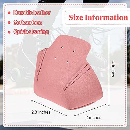 2 Pieces Roller Skate Toe Guards Artificial Leather Toe Guards Protectors for Quad Roller Skate (Pink,Solid Pattern) 2