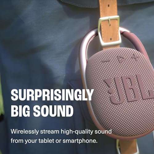 JBL Clip 4 - Portable Mini Bluetooth Speaker, big audio and punchy bass, integrated carabiner, IP67 waterproof and dustproof, 10 hours of playtime, speaker for home, outdoor and travel (Squad) 4