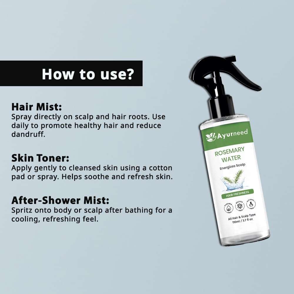 Rosemary Water Hair Spray for Hair Growth and Scalp Health – 100% Natural Herbal Mist to Reduce Hair Fall, Strengthen Roots, and Control Dandruff 5