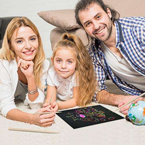 ZMLM Scratch Rainbow Art Paper Set - 100Pcs Magic Scratch Off Art Craft Supplies Kits for Kids Girls Boys Black Scratch Notes Sheet Doodle Pad for Fun DIY Toy Party Favors Christmas Birthday Gift 5