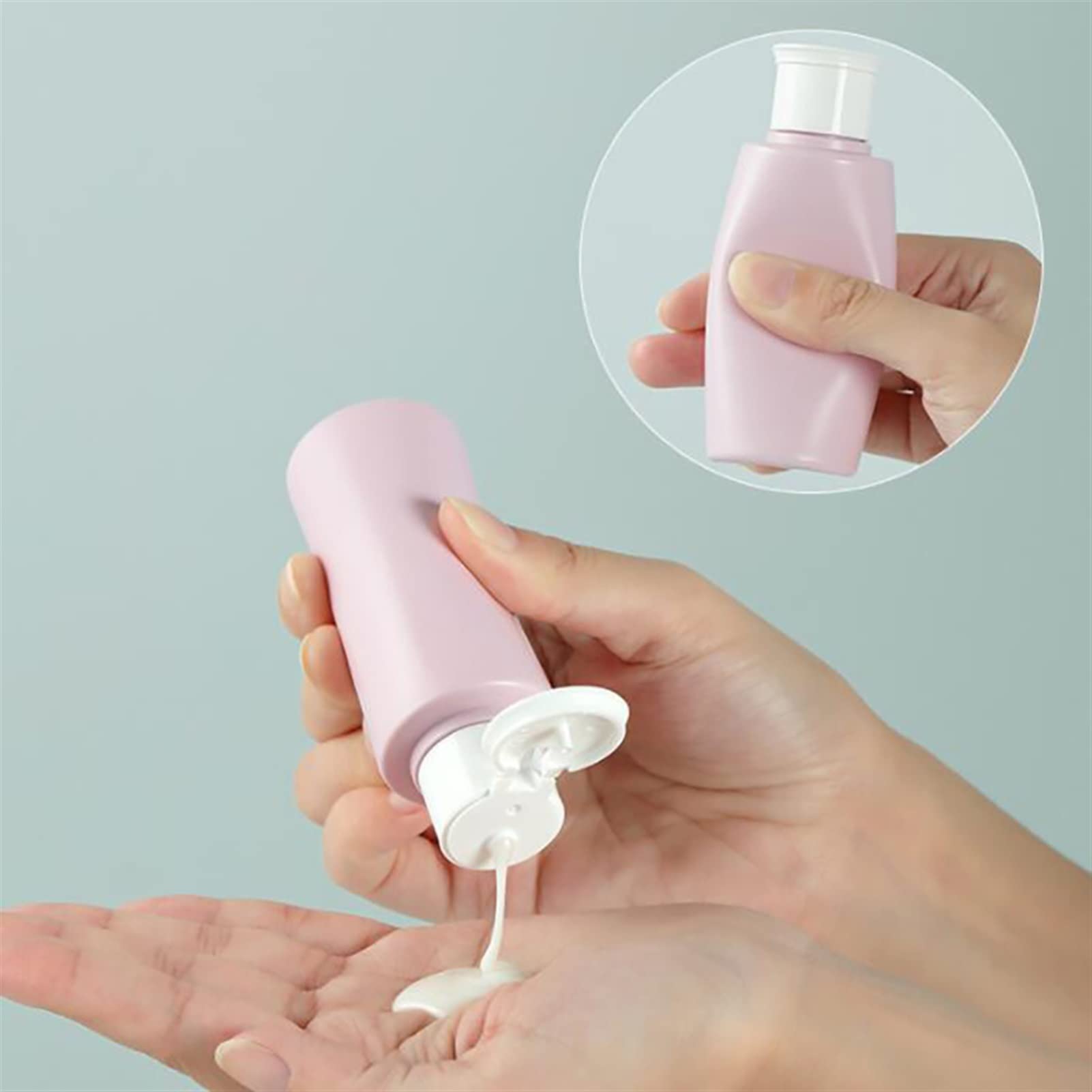 Soap Bottles Portable Empty Bottles Leak Proof Free Silicone Reusable Silicone Refillable Container Cosmetic Travel Size Toiletry Containers for Shampoo Lotion Soap (4 Pcs) Soap Dispenser 5