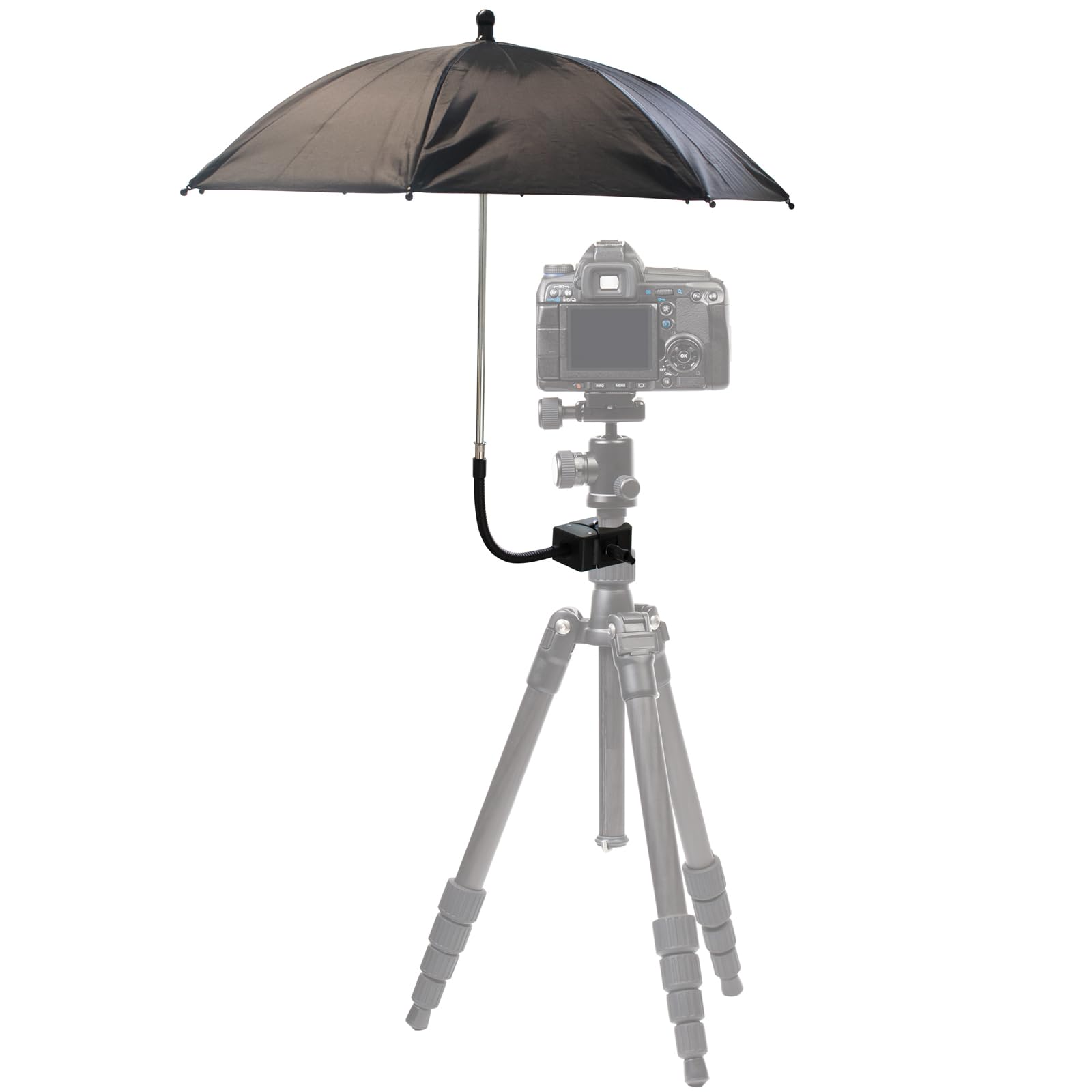 SnowTing Umbrella Chair Clamp for Cameras, Flexible Adjustable Gooseneck Camera Rain Cover, Tripod Sun Shade Umbrella for Outdoor Photographing, Filming, Live Streaming, 20 Inch Diameter, Black 1