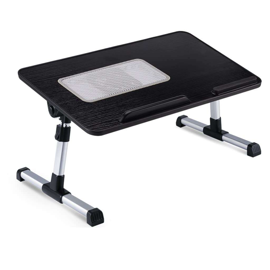 Adjustable Laptop Stand Bed Desk,USB Cooling Fan/Soft Hand Rest/Folding Leg Portable Bed Tray Table,Dining Work Writing Write (Black 20.9inchs) 1