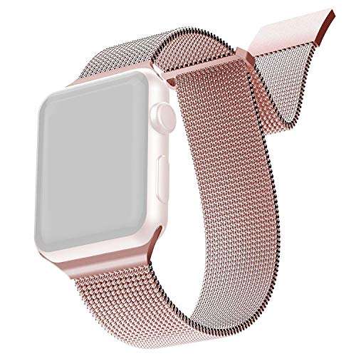 Raptic by X-Doria Smartwatch Band, New Mesh Magnetic Stainless Steel Strap/Band Designed for Apple Watch (41mm /40mm / 38mm) (Smaller Version) (Series 7/6/SE/5/4) - Rose Gold (Watch NOT Included) 1