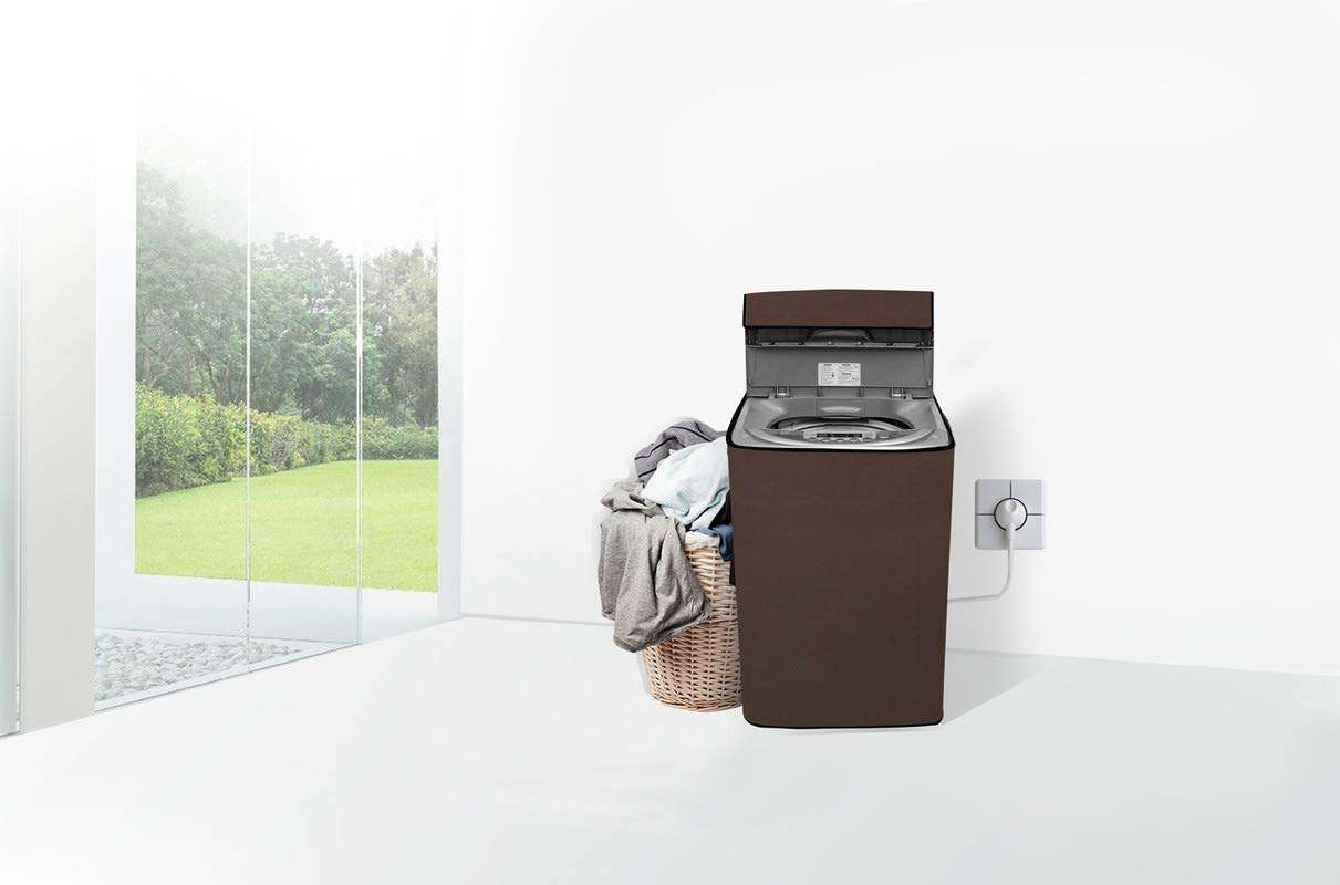 Star Weaves Top Load Washing Machine Cover for LG 8 KG Fully-Automatic Top Loading T80SJAS1Z, Waterproof & Dustproof Cover Coffee 3
