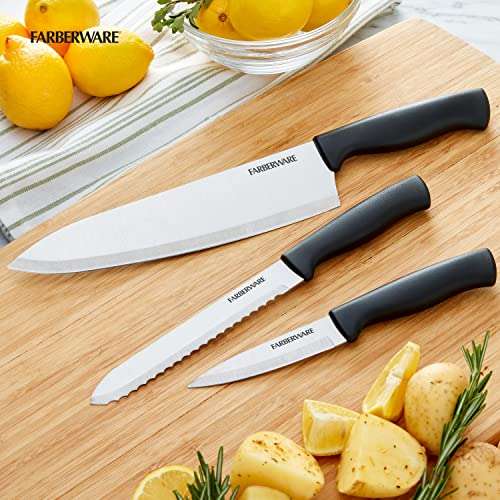 Farberware Stainless Steel Chef Knife Set, 3 Piece, Black 5