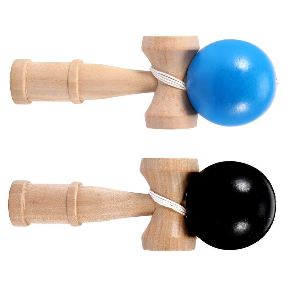 IMIKEYA 2pcs Wooden Kendama Toy with Ball Extra String Toss and Catch Ball Game Interative Toys for Parent and Child Indoor Toy 2