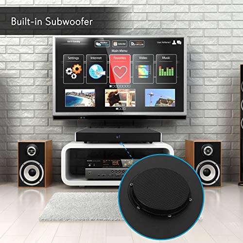 Pyle Surround Sound TV Sound Bar - Bluetooth Compatible Wireless Soundbar for TV w/Built-in Subwoofer Speaker - Television Sound Bar System w/LCD/Digital Optical Audio/RCA/AUX/USB - PSBV820BT, Black 2