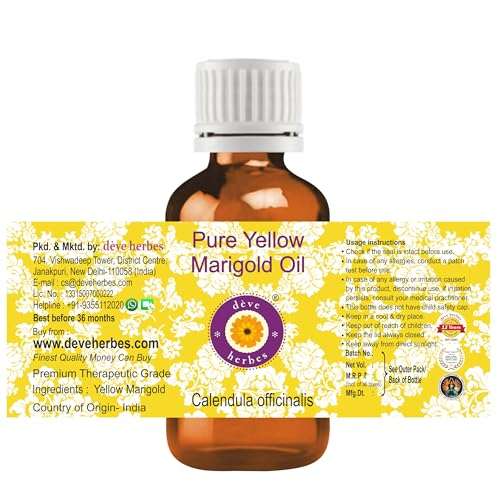 Deve Herbes Yellow Marigold Oil | Infused | Pure | Non-Sticky | Lightweight | Gentle Blend | For Skin Application | For Men & Women | All Skin Types | 15ml 2