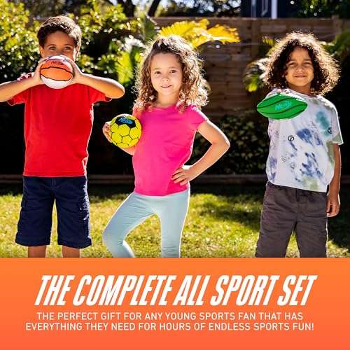 Nerf Mini Foam Sports Ball Set - Foam Football, Soccer Ball + Basketball Set Soft Sports Toy for Kids - Multicolor 6