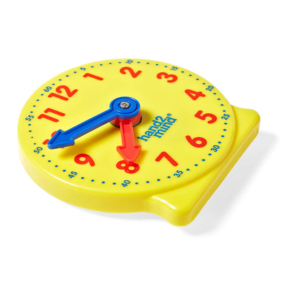 hand2mind Plastic Mini Geared Clock, Learning Clock Classroom Kit, Clock for Kids Learning to Tell Time, Yellow Practice Clock for Kids, Teaching Clock, School Supplies (Set of 1) 6