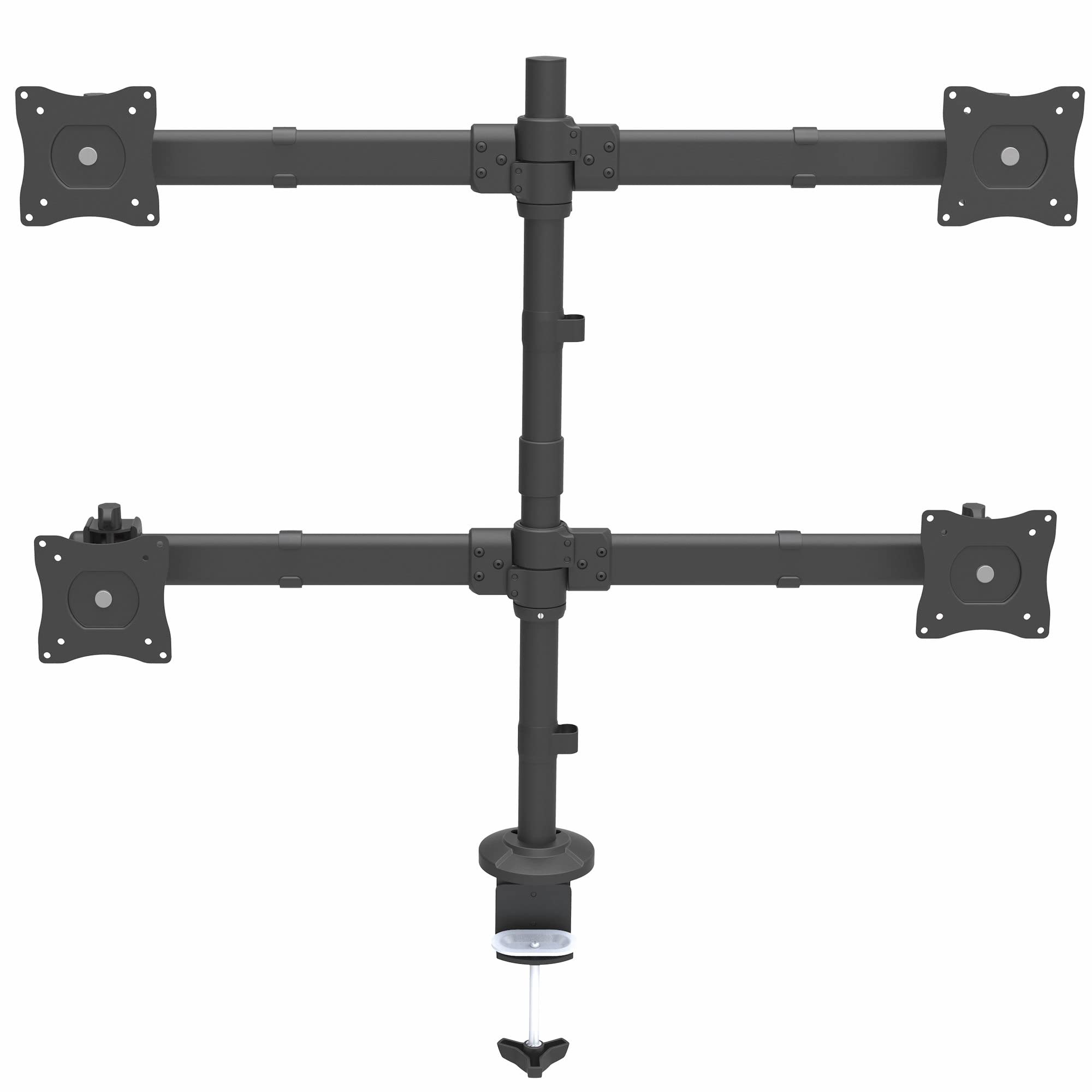 StarTech.com Desk Mount Quad Monitor Arm - Ergonomic VESA 4 Monitor Mount 2x2 up to 27" - Articulating & Height Adjustable Pole Mount - Tilt/Swivel/Rotate LCD/LED Screen - Clamp/Grommet (ARMQUAD) 2