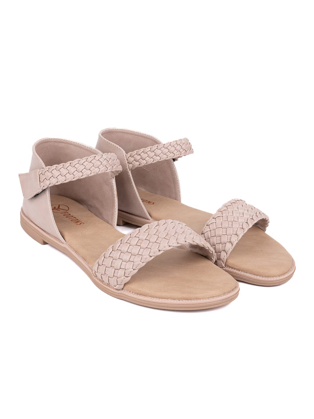 Footons Women's Comfortable Stylish Designer Daily/Casual/Office/Ethinic Sandals for Women Beige 1