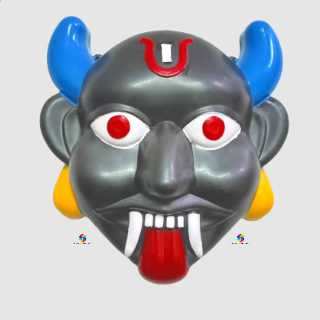 DRAVY HANDICRAFTS Nazar Battu for home entrance Evil Eye Protector Plastic Mask For Pooja Wall Hanging Nazar Suraksha Kawach for House Entrance, Office, Shops, Car, Truck (Size- 7X7 Inches) 1