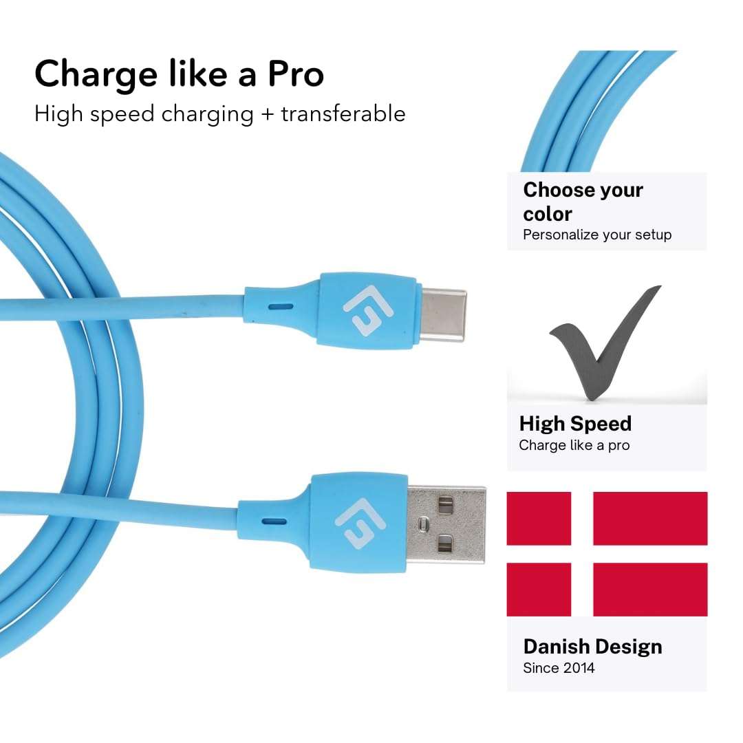FLOATING GRIP USB C/USB A Charging Cable, 3M/10FT, Type c Fast Charging Cable with Data Sync, Compatible with PlayStation, Xbox & More (Blue) 4