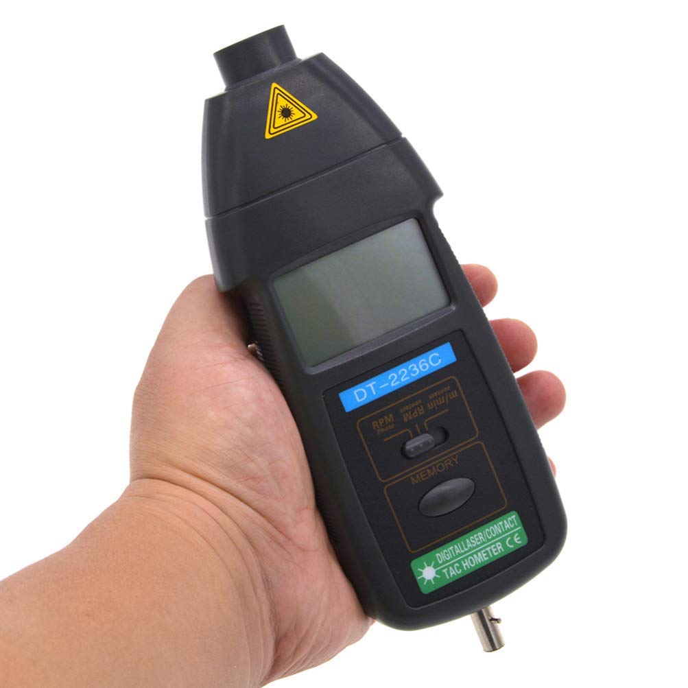 True Sense DT-2236C Contact and Non Contact 2 in 1 Digital Tachometer RPM Meter Rotation Speed Measurement RPM Measurer Non Magnetic 2.5~99999 Speed Meter Tester Photoelectric Speedometer 1