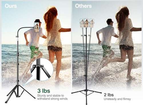 elitehood 80” Tall Phone Stand Tripod, Floor Phone Recording Stand, Heavy Duty Adjustable iPhone Tripod Stand Compatible with iPhone 15 14 13 12 5