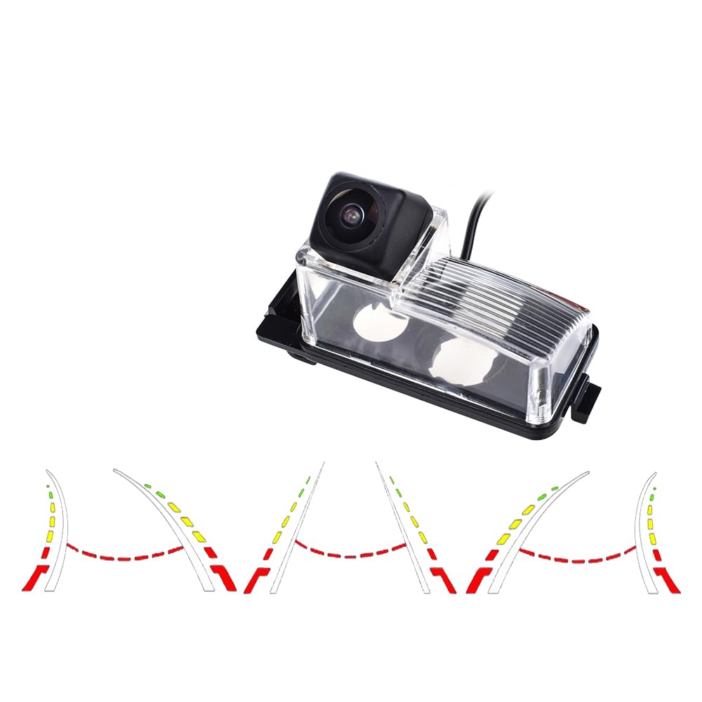 aSATAH AHD/CVBS Car Rear View Camera's Fisheye Lens Dynamic Trajectory Tracks Line Cable & Vehicle Camera for Nissan Tiida/Versa Hatchback/Grand Livina/Pulsar/Fairlady Z &170° Wide-angle Backup Camera 1