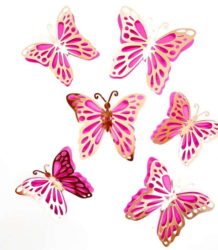 Untumble Butterfly Stickers for Balloon Decoration | Pink & Gold Butterfly 3D Stickers for Wall Decoration | Butterfly Decoration Items | Butterfly Stickers for Birthday Decoration | Pack of 6 1