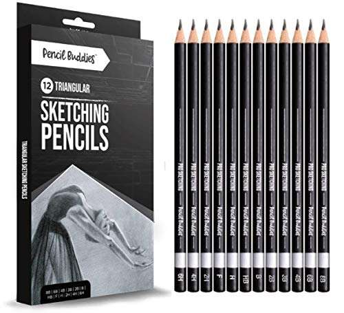 Pencil Buddies Sketch Pencils For Drawing,12 Pack Drawing Pencils Set,Art Pencils For Drawing&Shading,Triangular Graphite Pencils,Shading Pencil For Sketching,Adults&Kids,8B-6H,Pencil Buddies 1